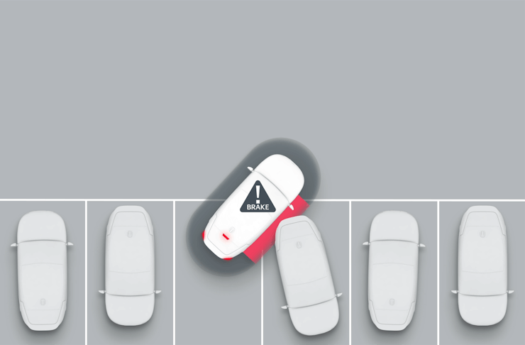 Einparkhilfe mit Notbremsassistent, vorwärts/seitwärts/rückwärts (Parking Collision-Avoidance Assist, Forward/Side/Reverse, PCA)