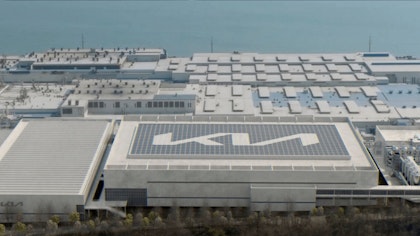 Luftaufnahme des EVO-Werks in Hwaseong, einer umweltfreundlichen PBV Produktionsstätte mit optimierten Fertigungssystemen