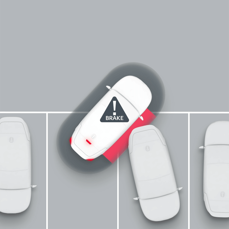 Einparkhilfe mit Notbremsassistent, vorwärts/seitwärts/rückwärts (Parking Collision-Avoidance Assist, Forward/Side/Reverse, PCA)